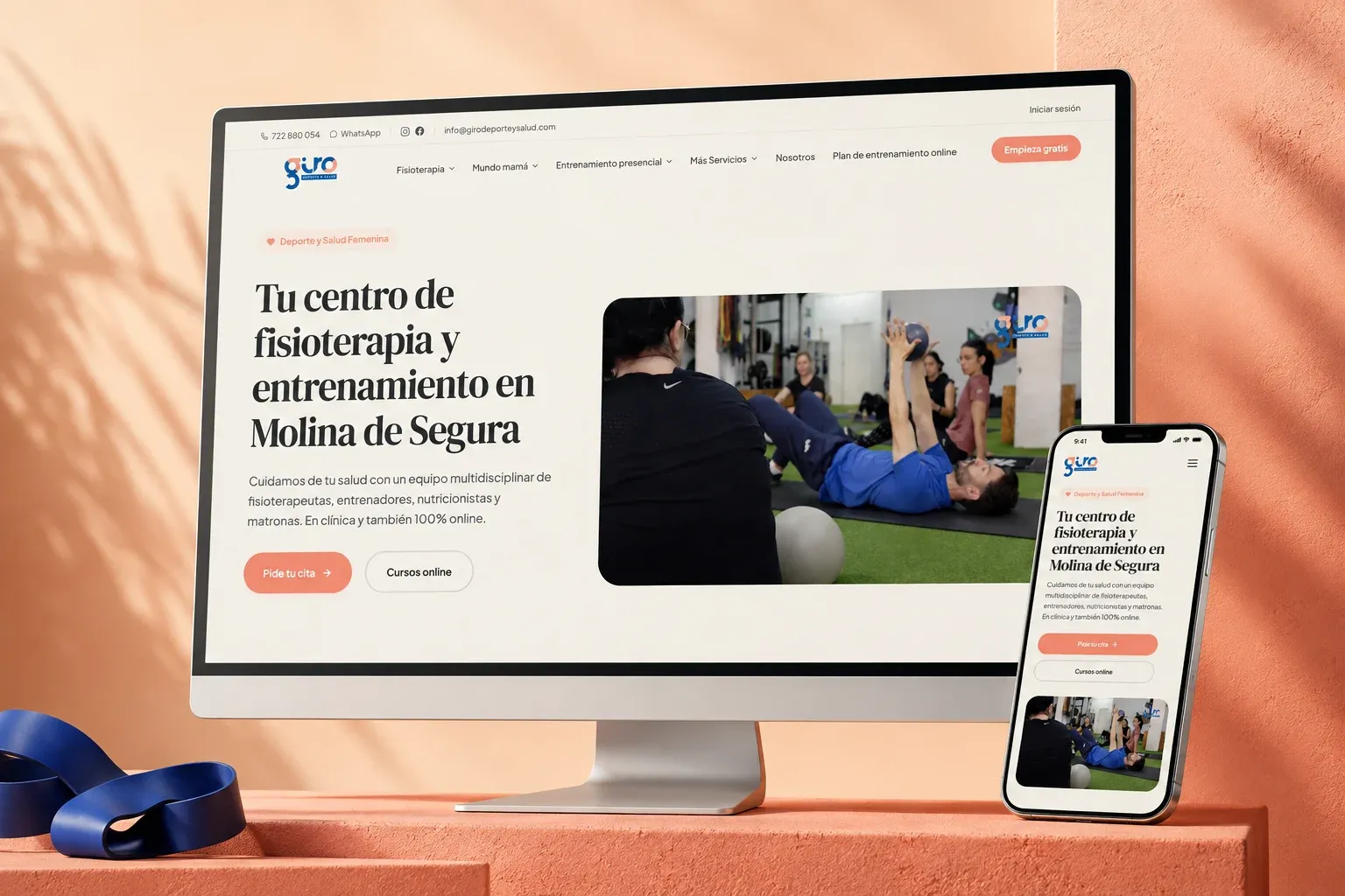 Mockup IA basado en la web publicada de GIRO Deporte y Salud.