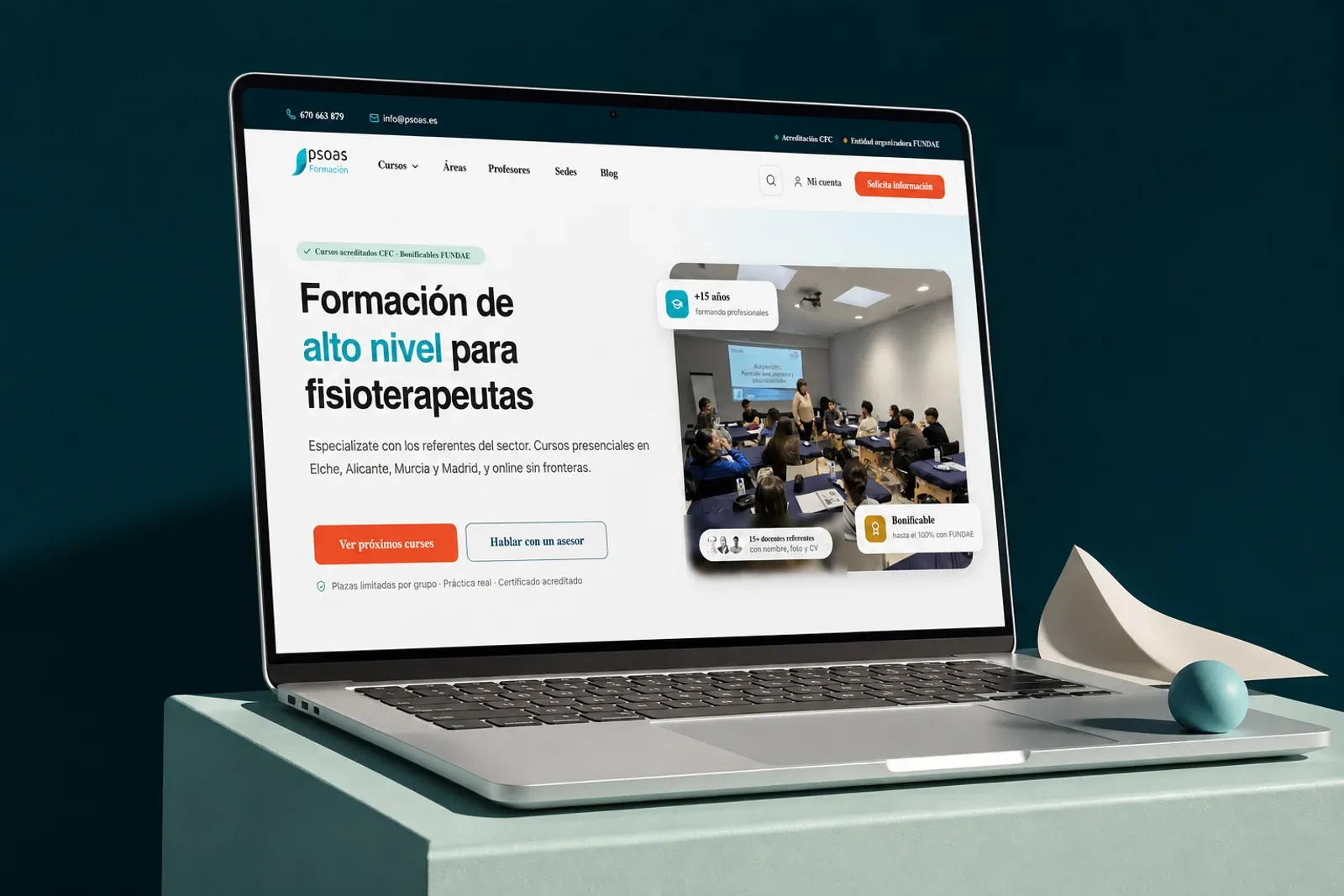 Mockup IA basado en una captura real del diseño de PSOAS.